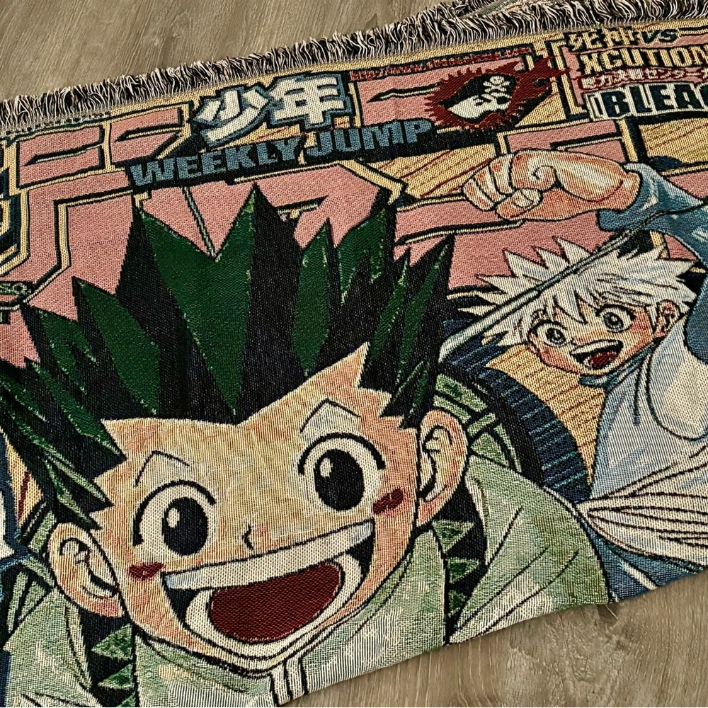 Animated Woven Tapestry Blanket Hunter Hunter Gon Killua Retro Anime Shonen